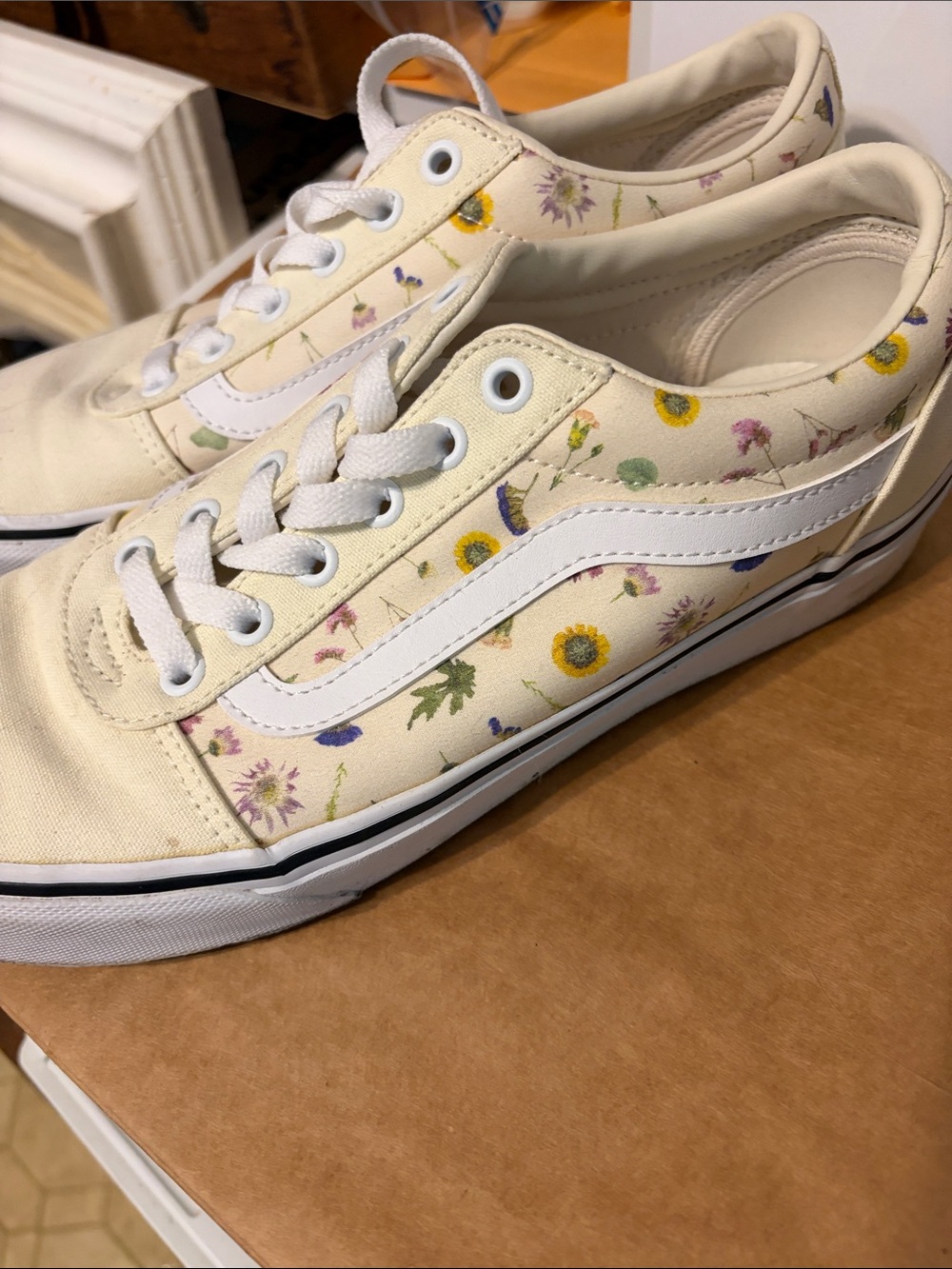 Vans Old Skool Cream Floral Low-Top Sneakers